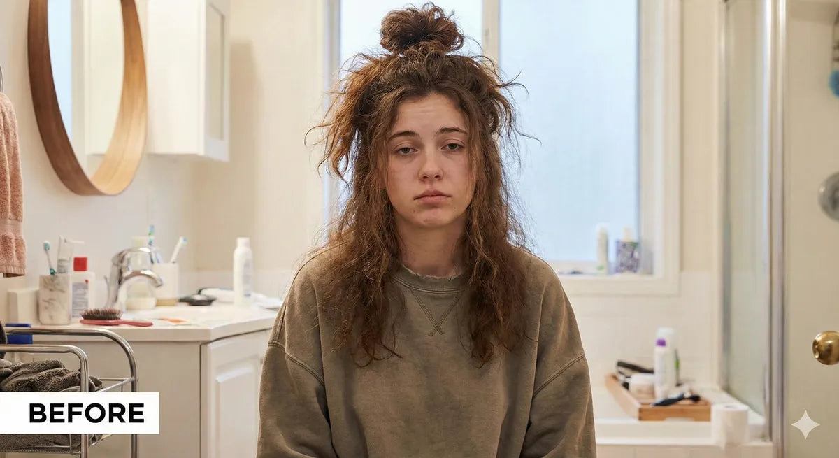 Before using Champi Hair Oil – dry, frizzy hair