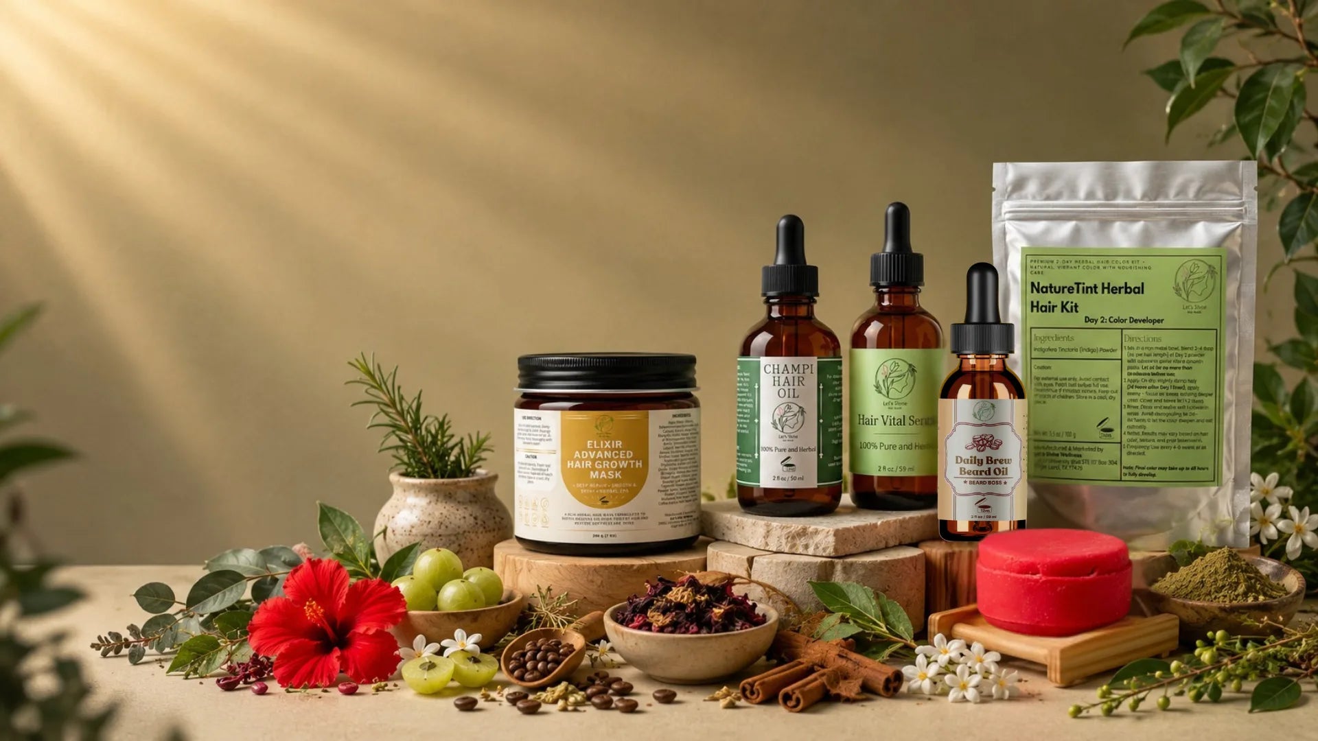 Ayurvedic hair care products made with natural herbal ingredients