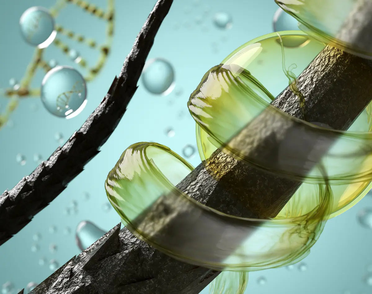 Close-up of hair root structure illustration